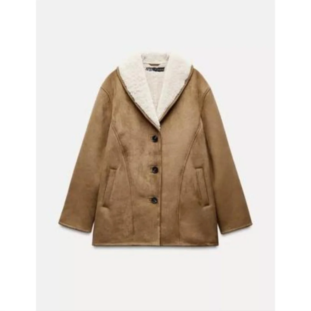 New Zara Double-Faced Semi-Long Front Button Lapel Collar Camel Coat/Jacket XS